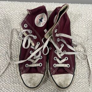 Converse Burgundy High-Tops with White Accents